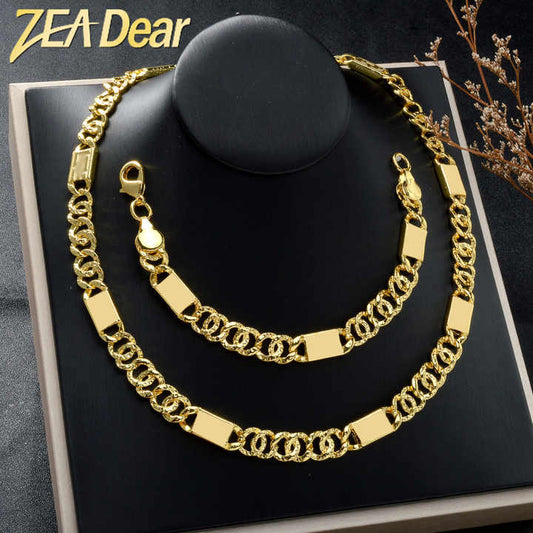 Custom Luxury Jewellery 18k Gold Plated Infinite Chain Necklace Bracelet Jewelry Sets Women